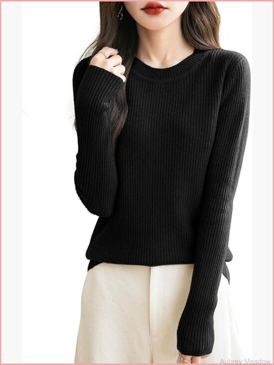 Sweaters - 100% Merino Wool Crew Neck Long Sleeve Pullover Sweater - Soft Warm Knit